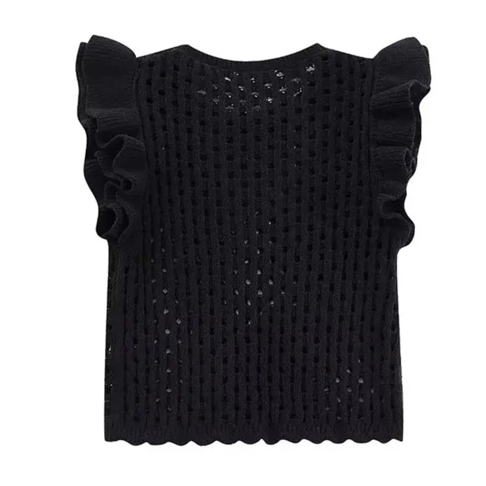 🔸NWT🔸Zara Chenille Ruffled Sleeve Knit Top - Picture 8 of 8